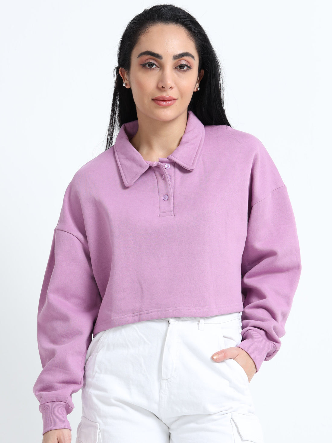 Women Polo Croptop Tshirts (Lt Lavender)