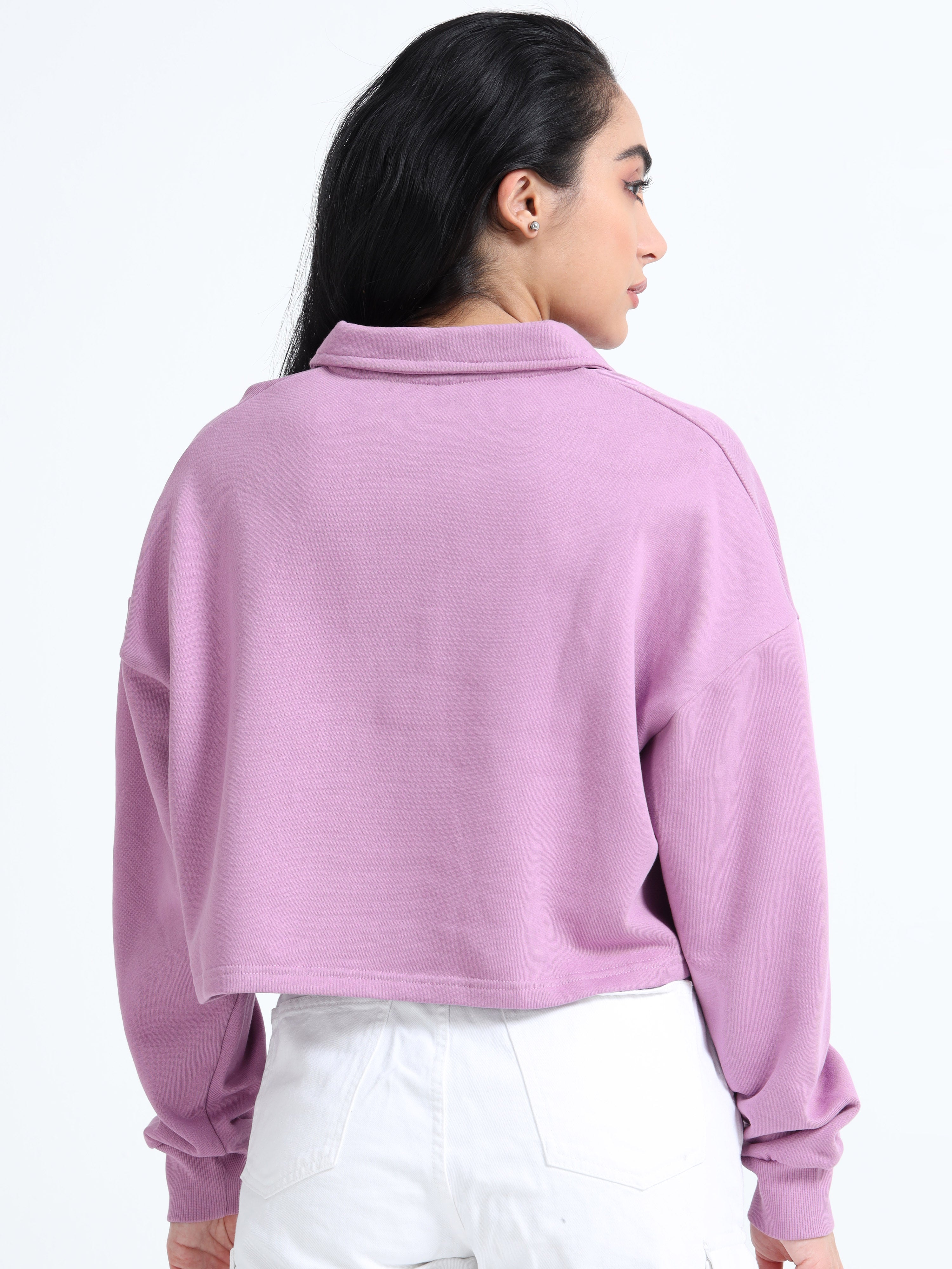 Women Polo Croptop Tshirts (Lt Lavender)