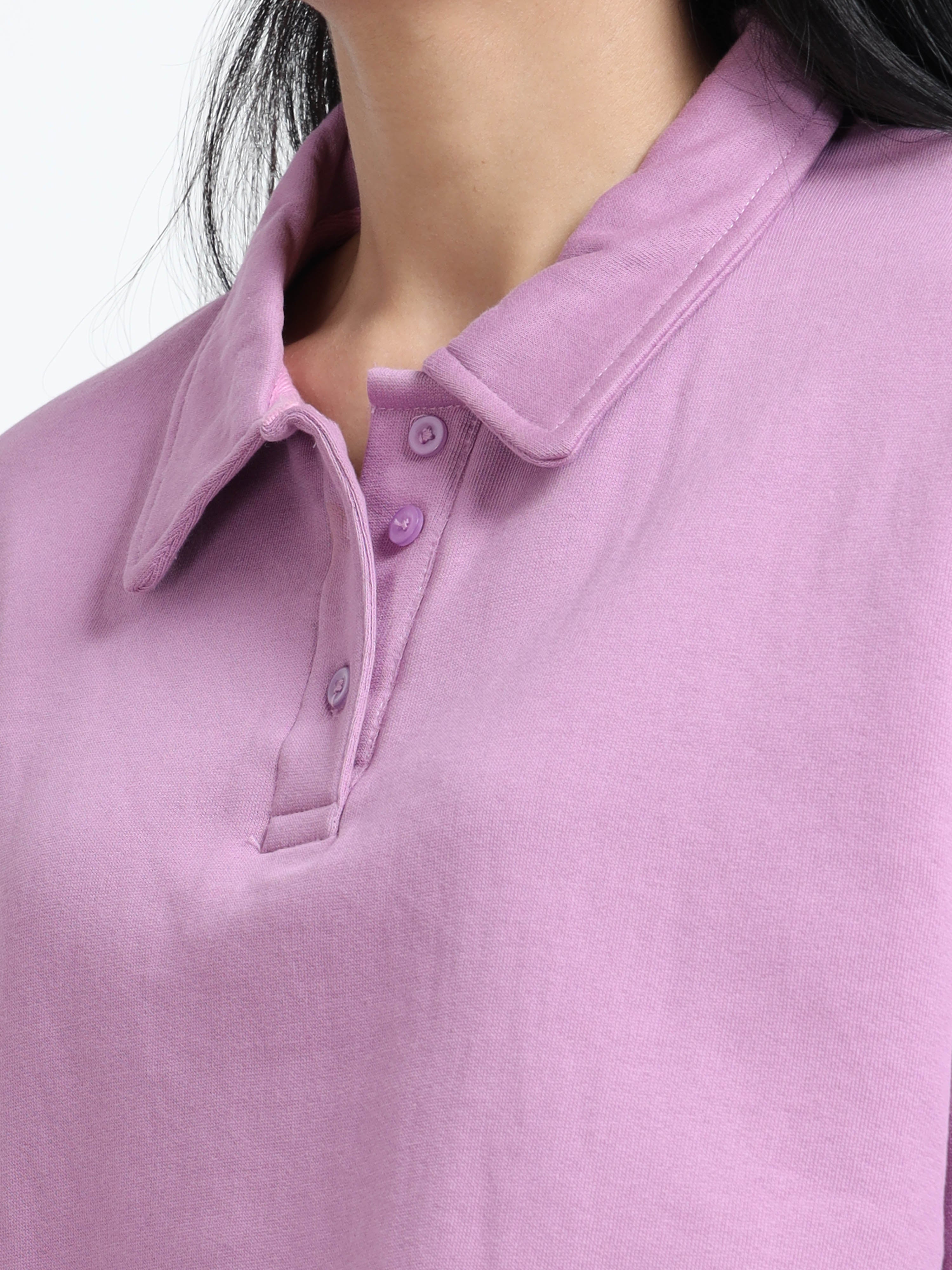 Women Polo Croptop Tshirts (Lt Lavender)