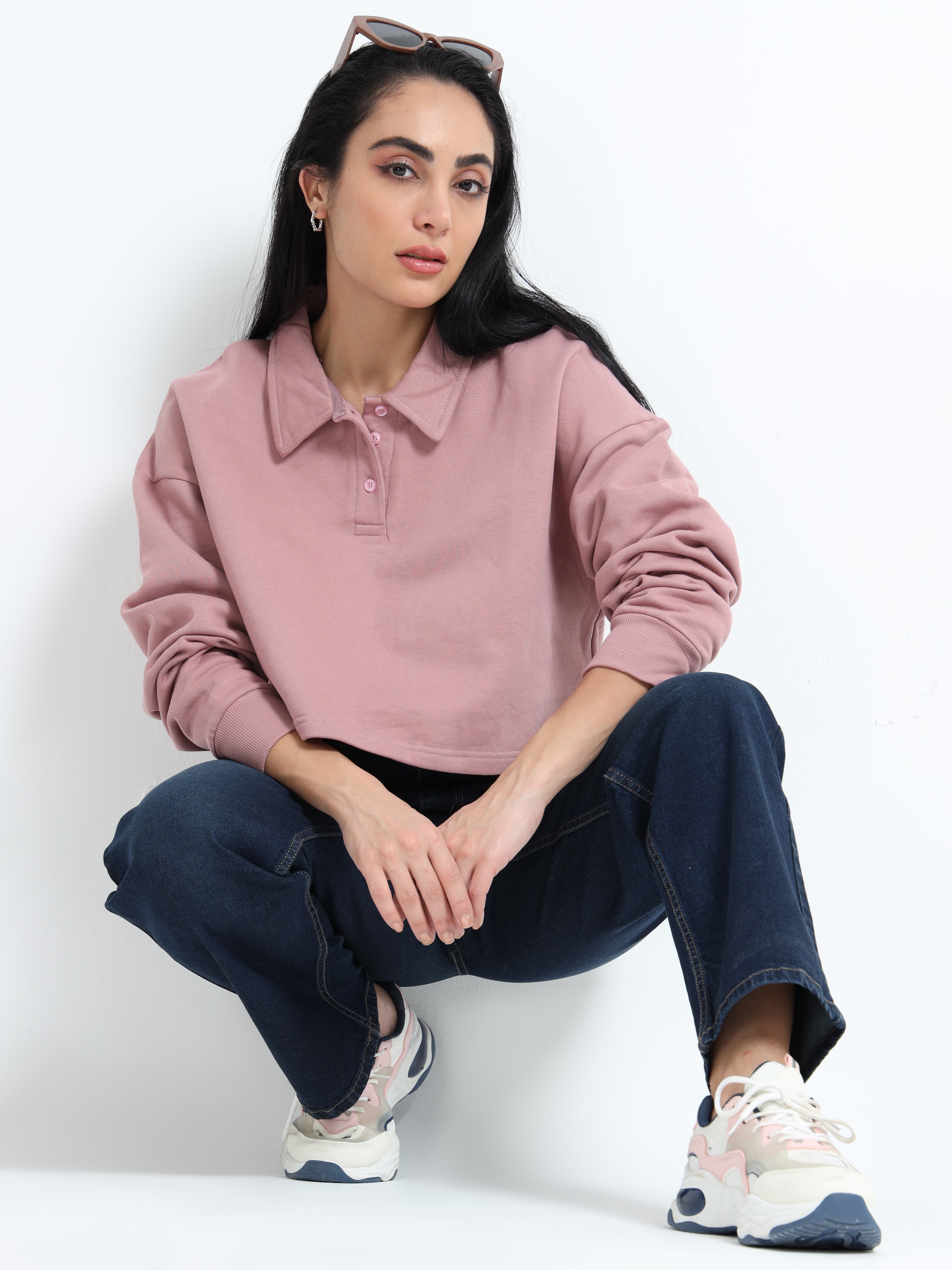 Women Polo Croptop Tshirts (Lt Purple)