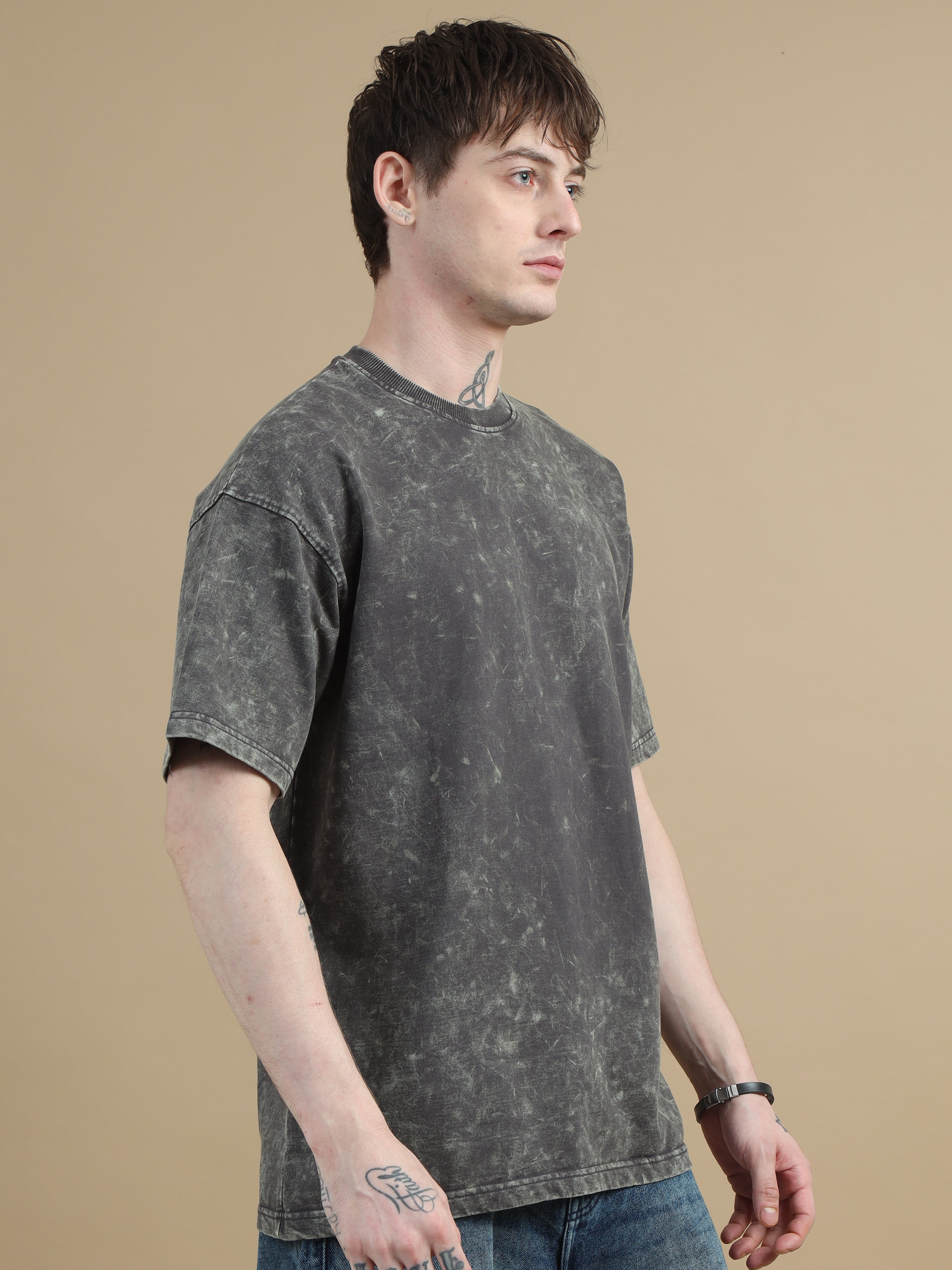 Acid wash tshirt (Dark Grey)