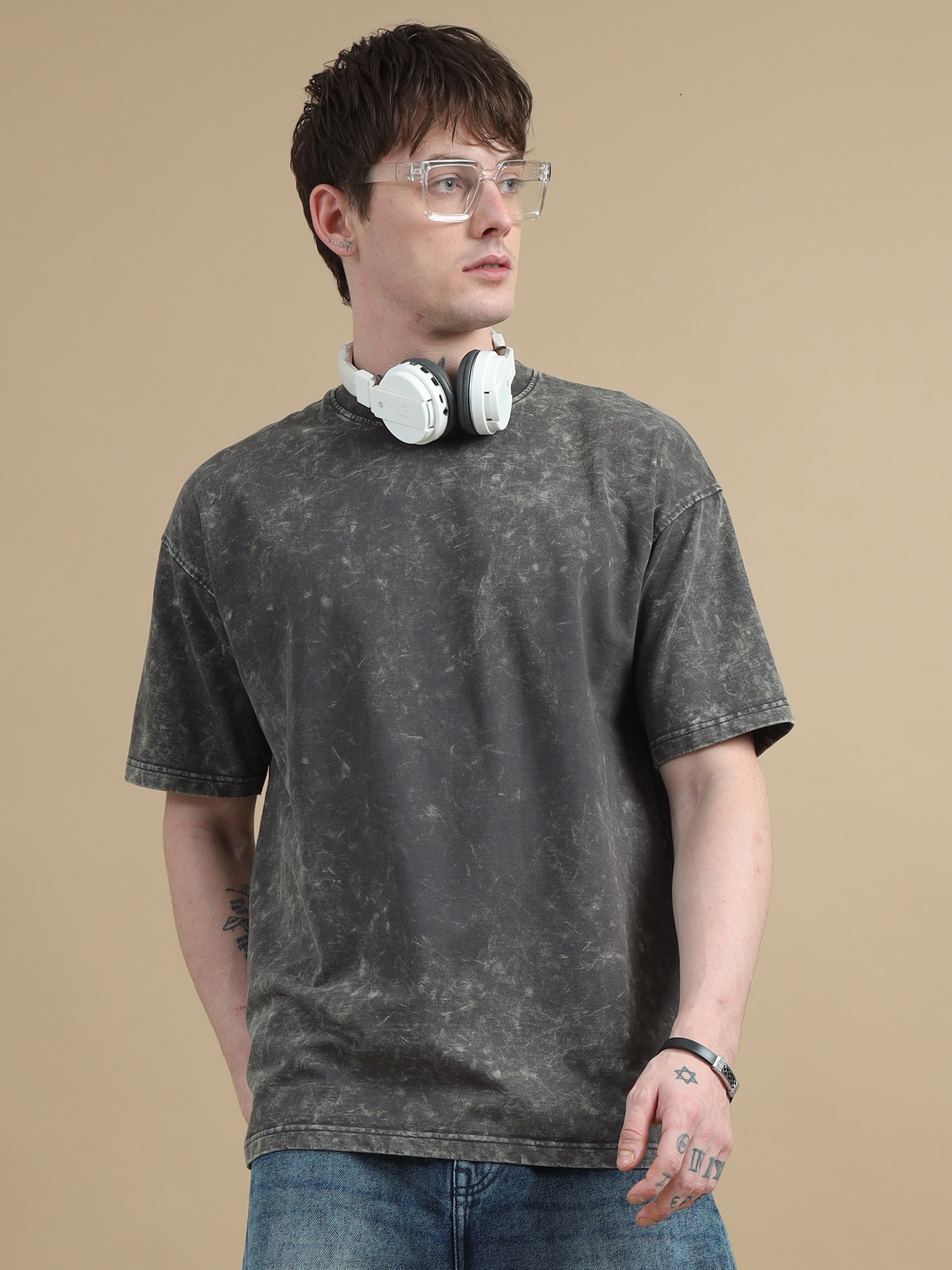 Acid wash tshirt (Dark Grey)