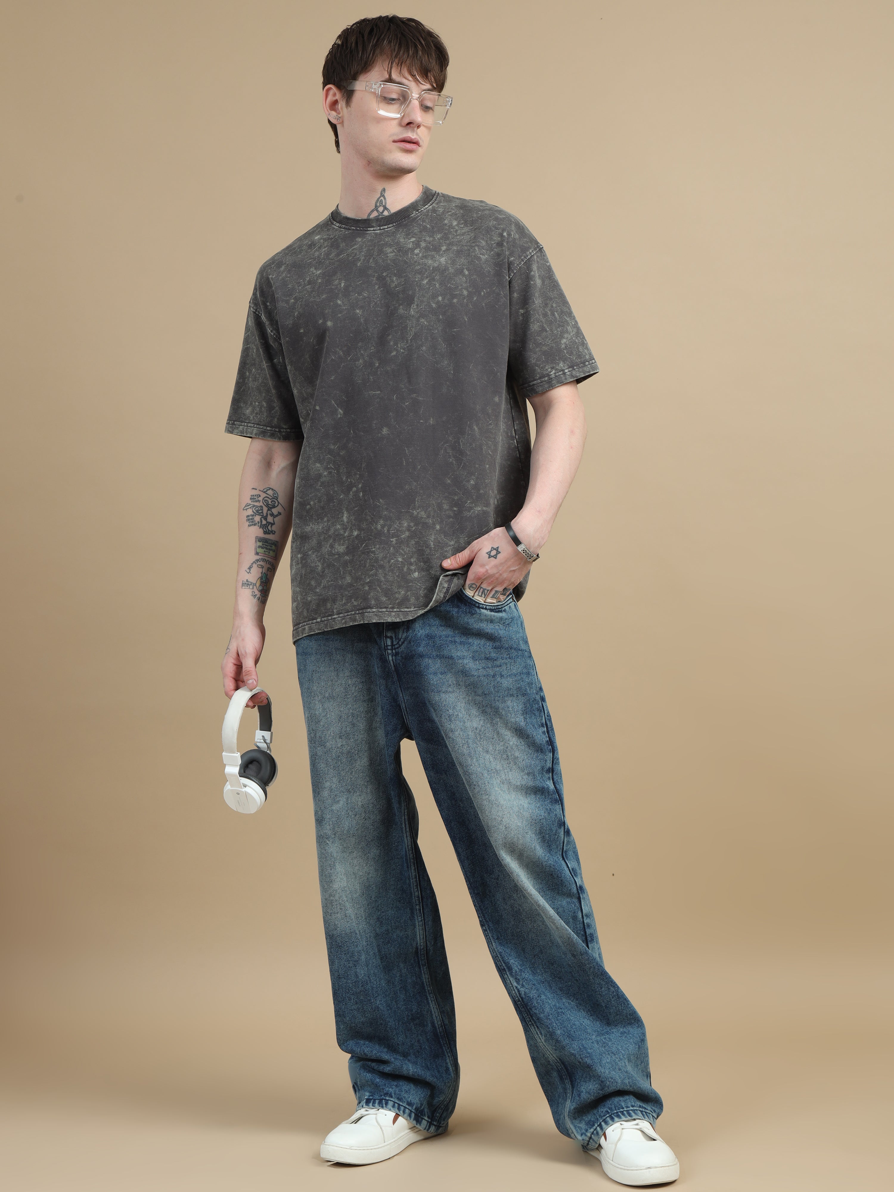 Acid wash tshirt (Dark Grey)