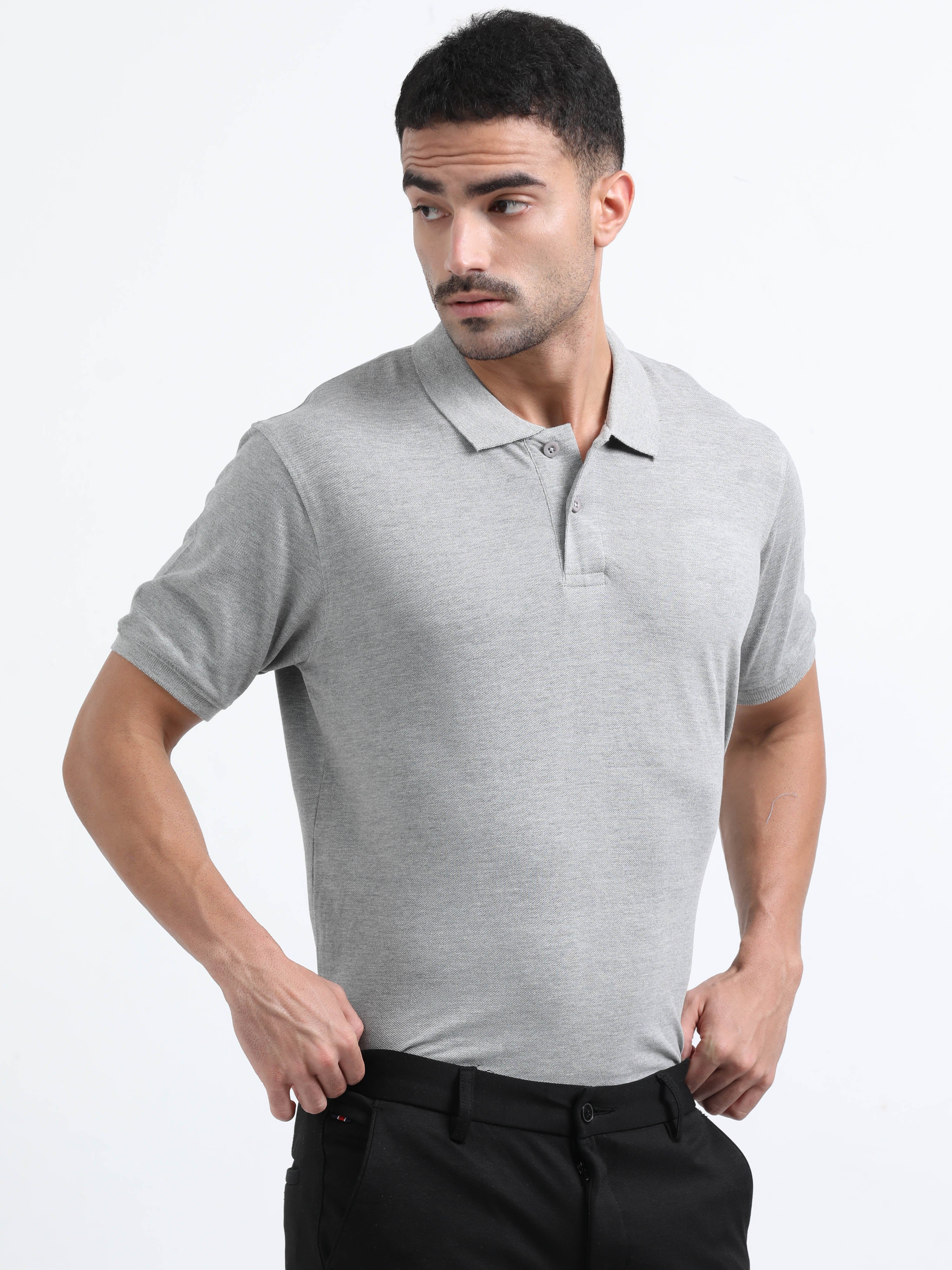 Regular polo Tshirt ( Grey Milange )
