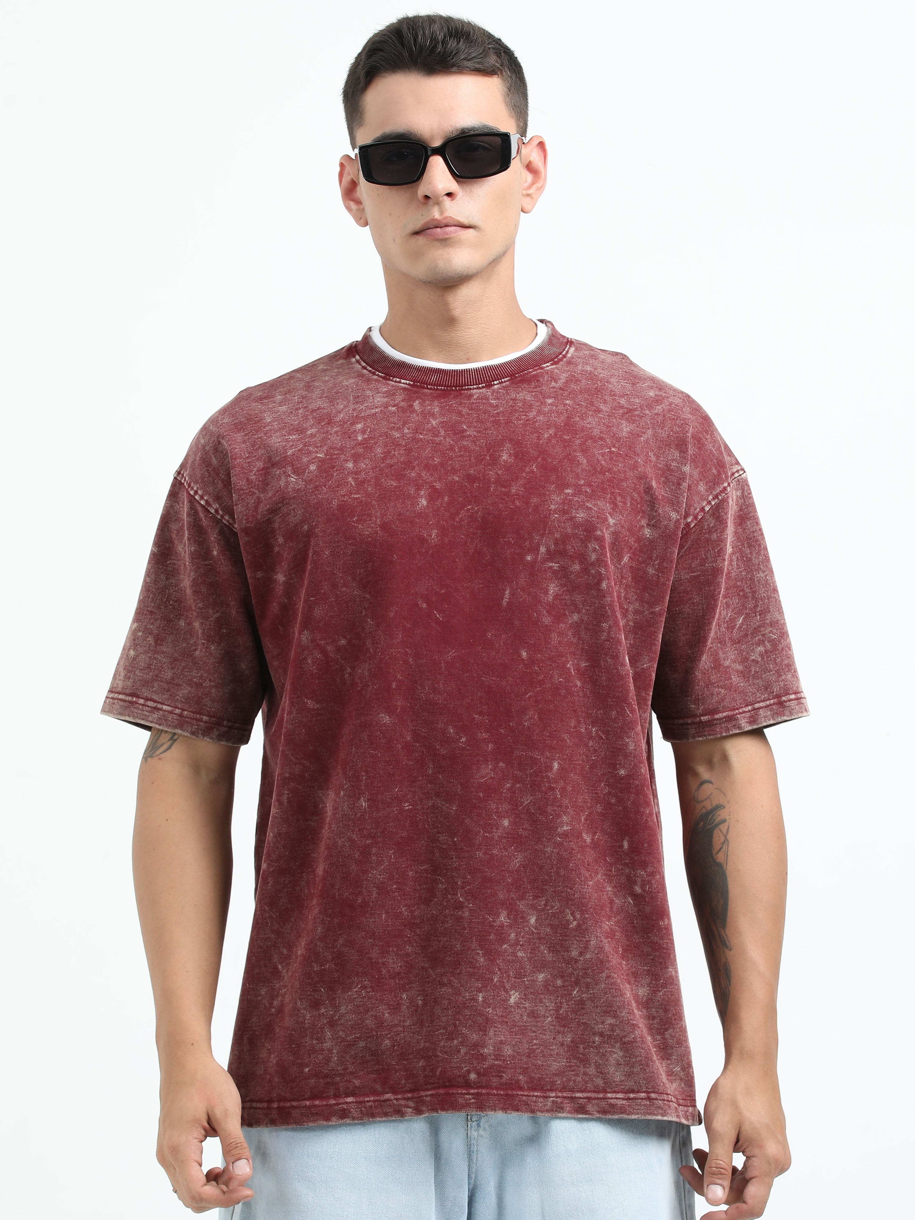 Acid wash tshirt (Maroon)