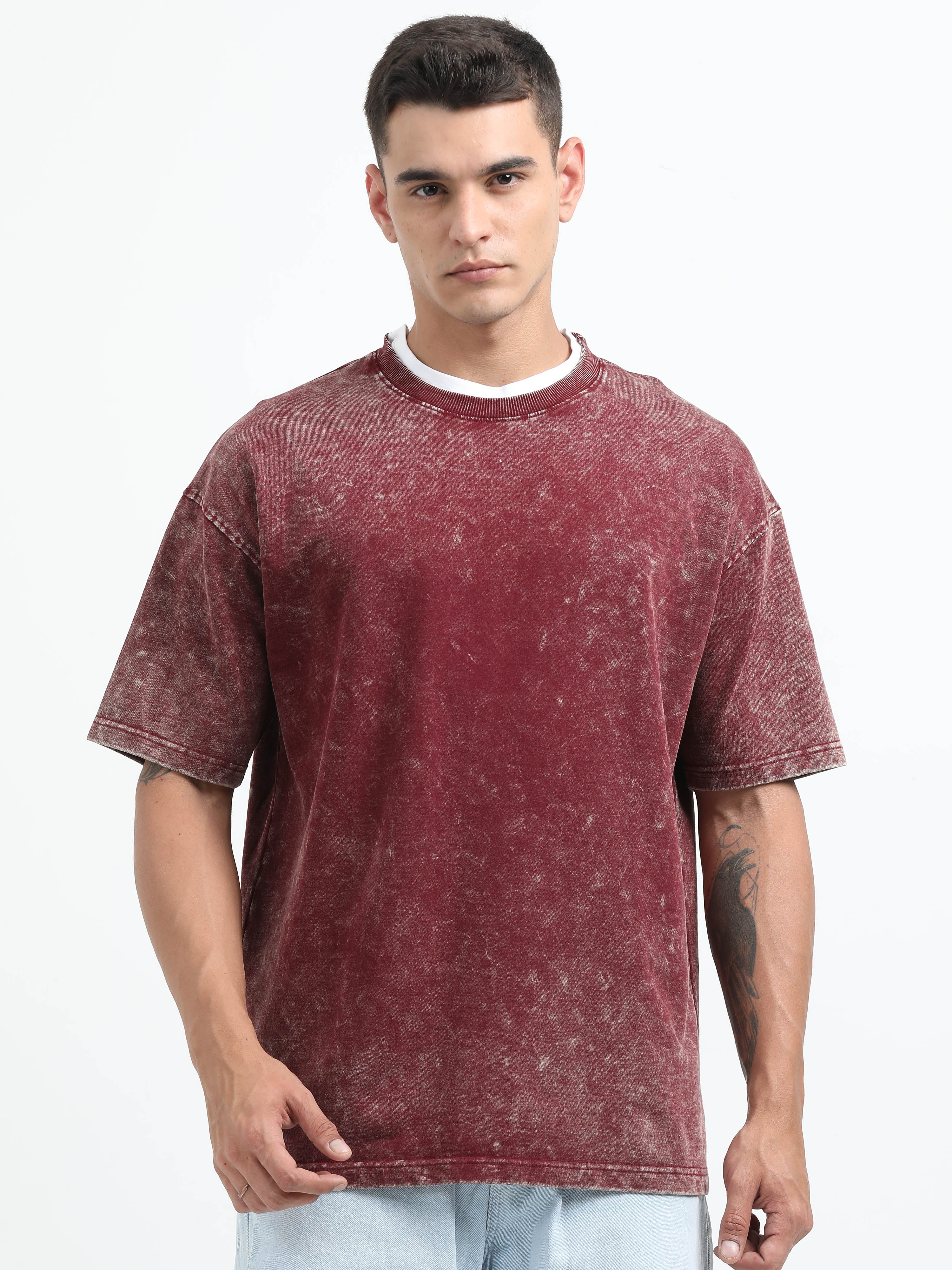 Acid wash tshirt (Maroon)