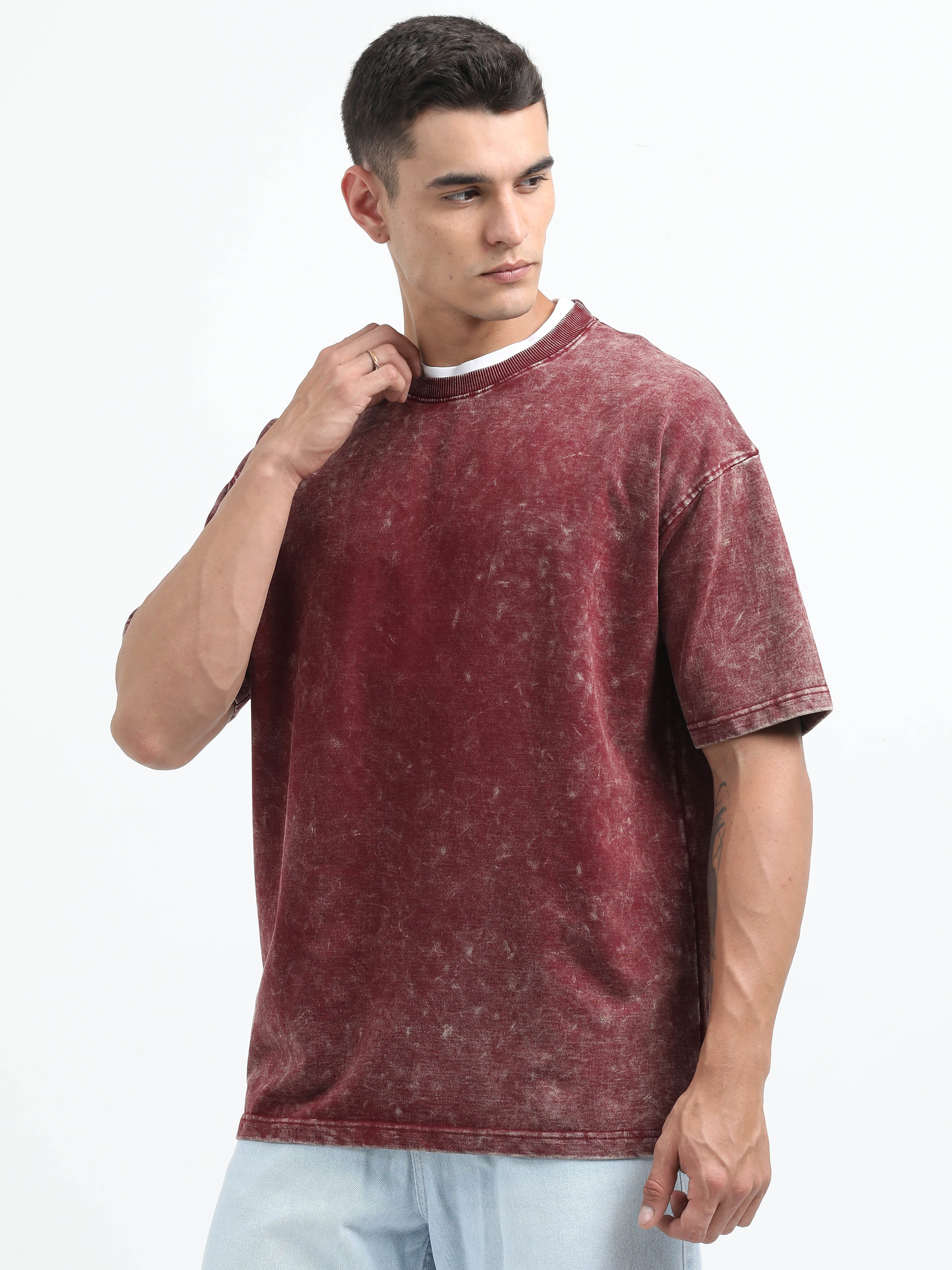 Acid wash tshirt (Maroon)