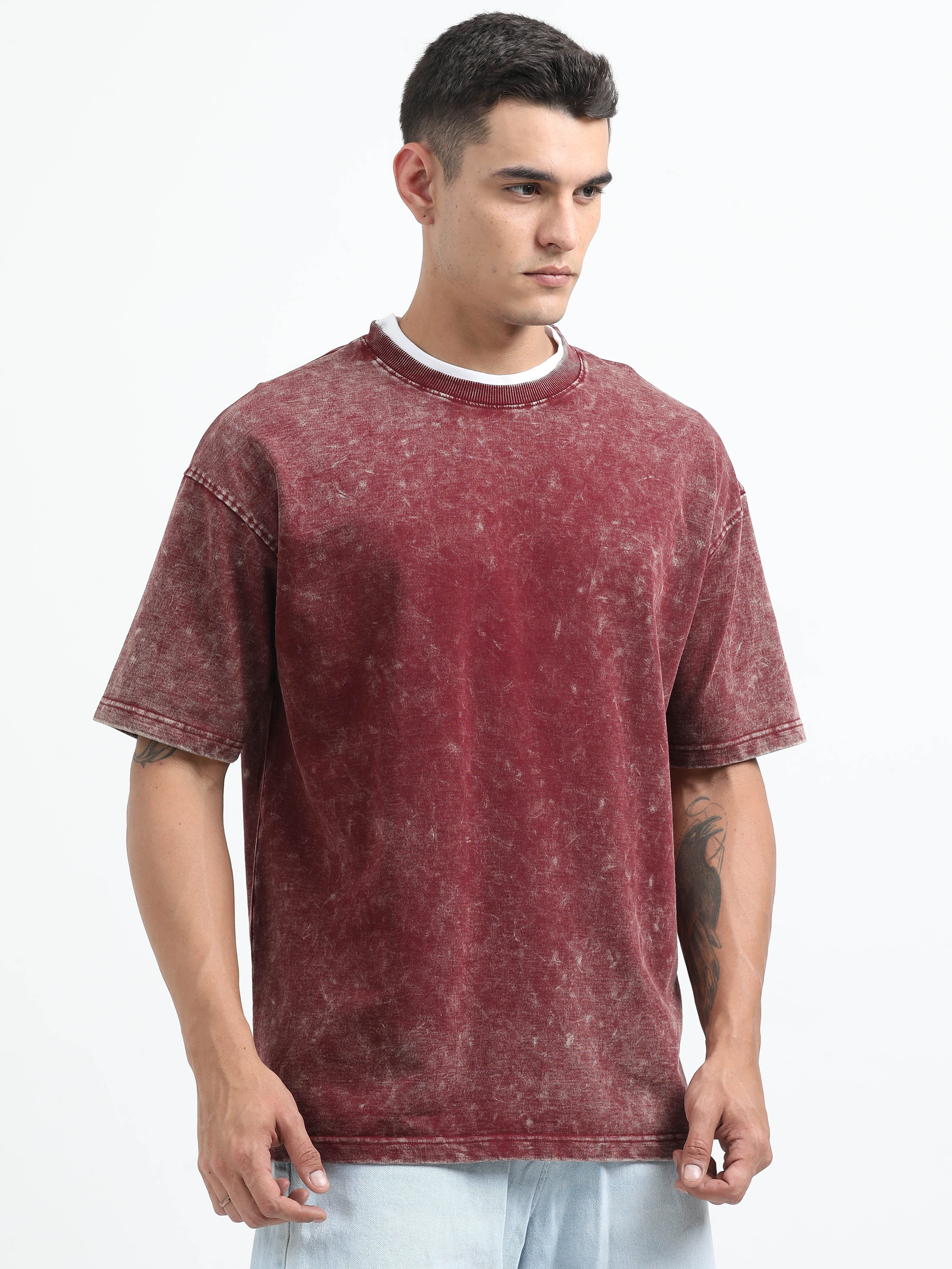 Acid wash tshirt (Maroon)