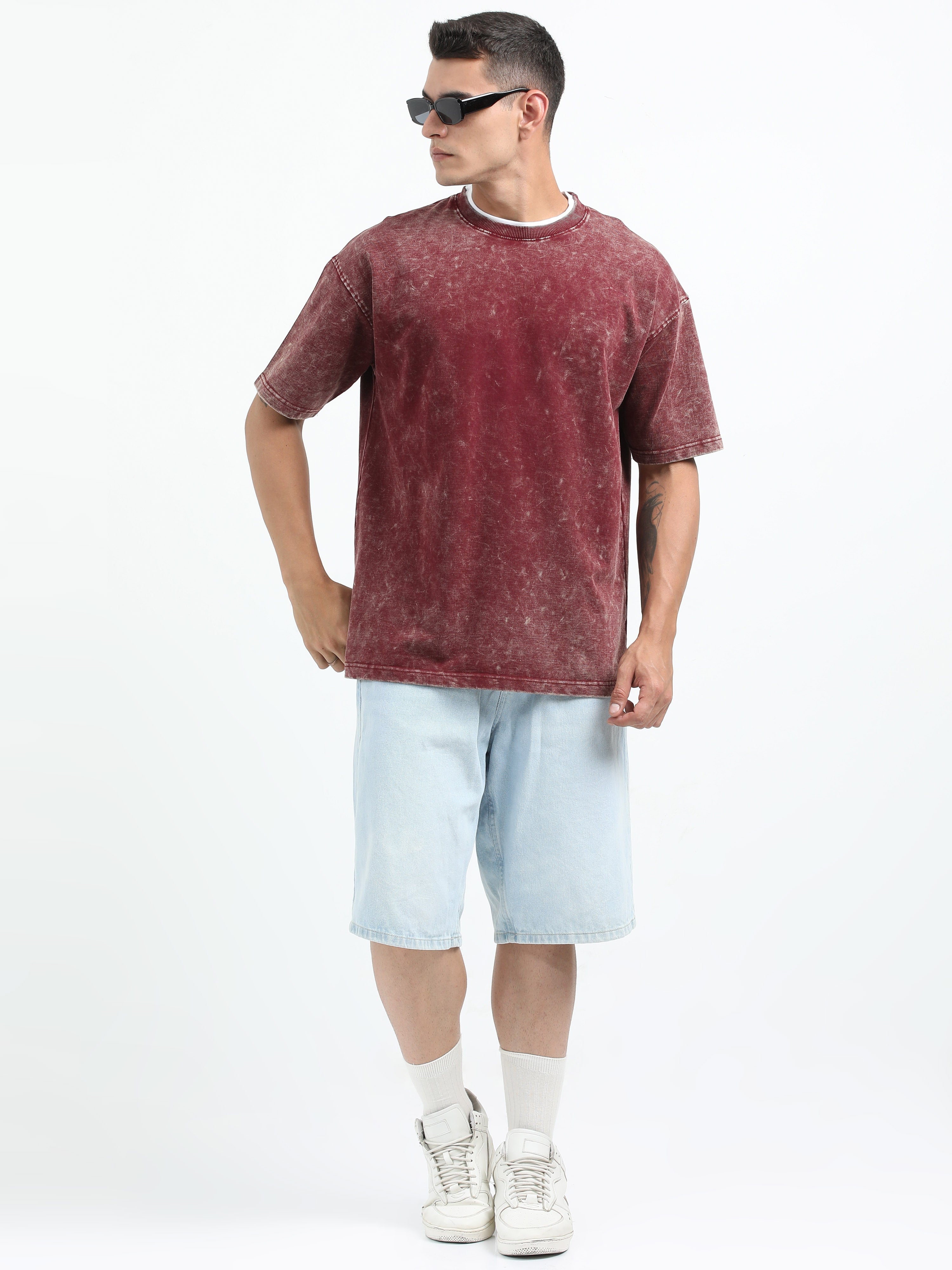 Acid wash tshirt (Maroon)