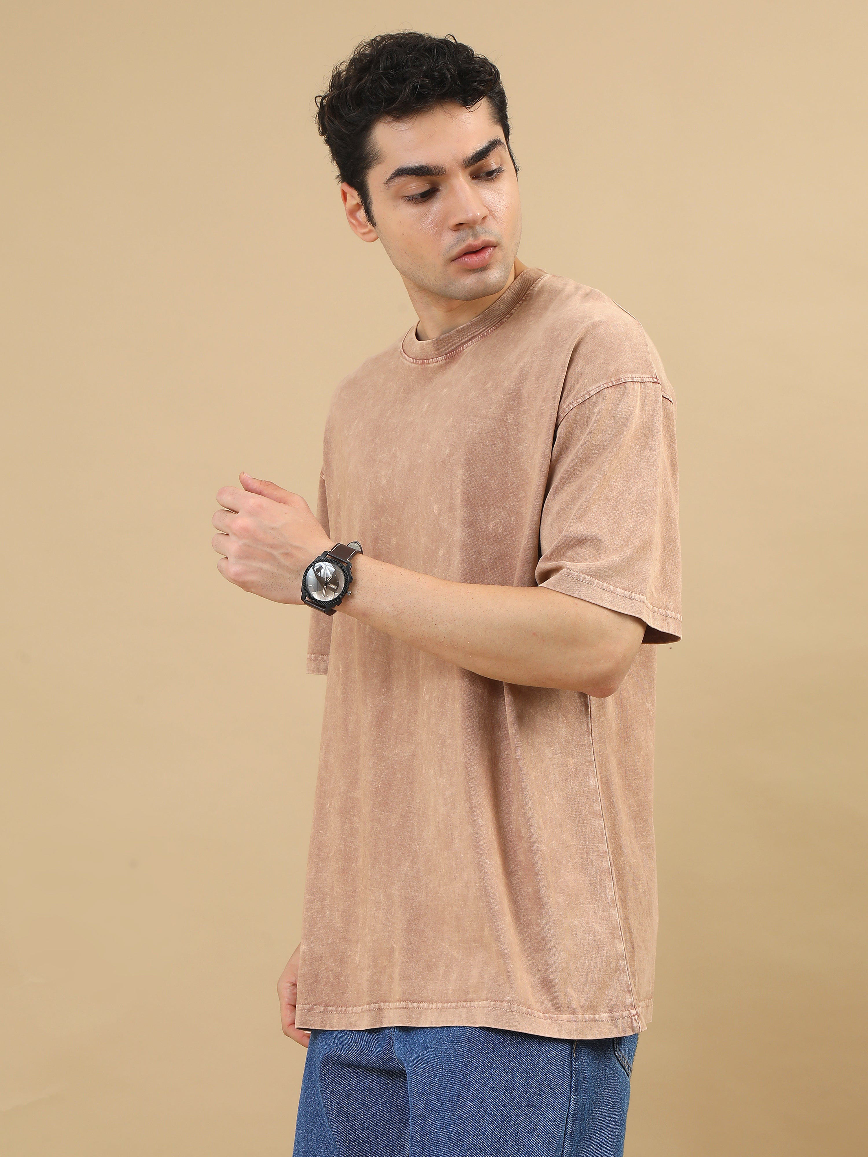 Acidwash Oversize Tshirt (Lt Brown )