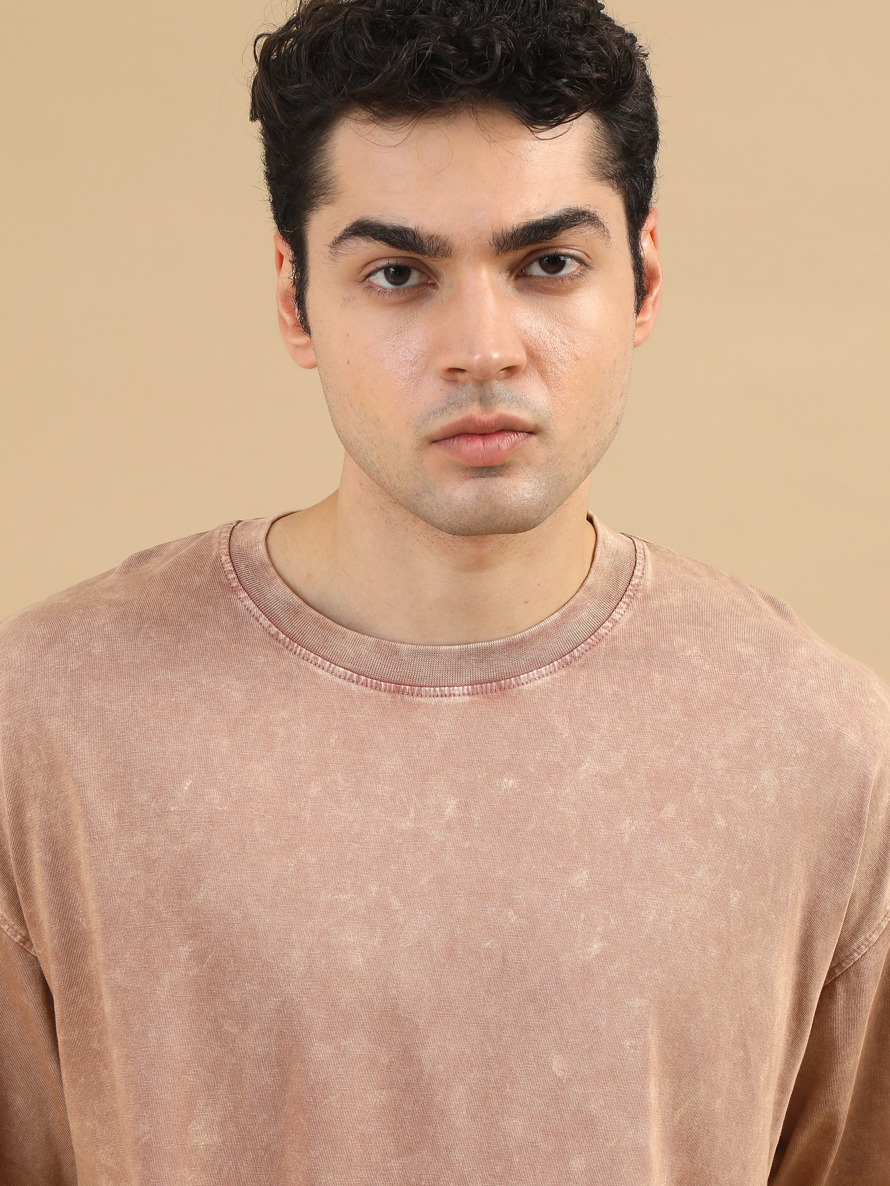 Acidwash Oversize Tshirt (Lt Brown )