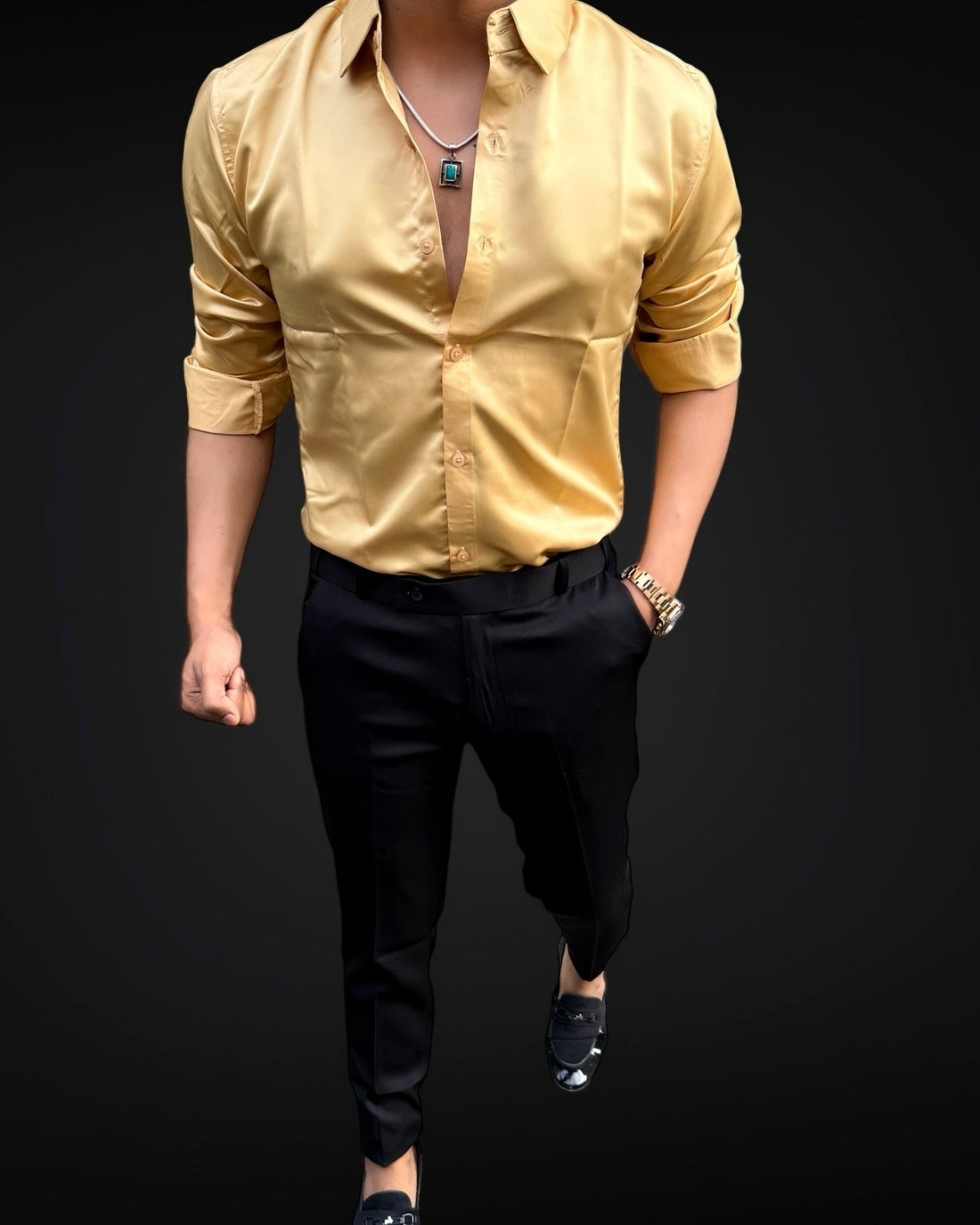 Satin Shirt & Adj Lycra Pant - Combo