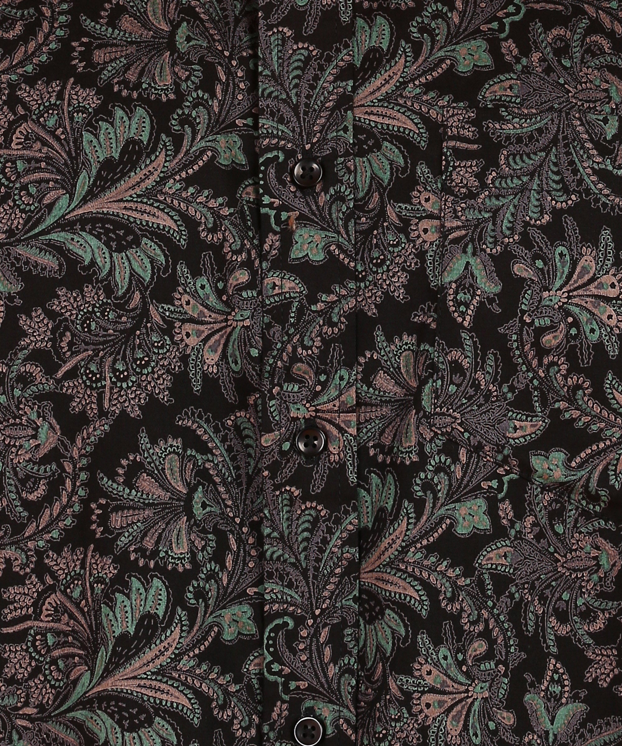 Men's Full Sleeve Black & Green Leaf Motif Shirt