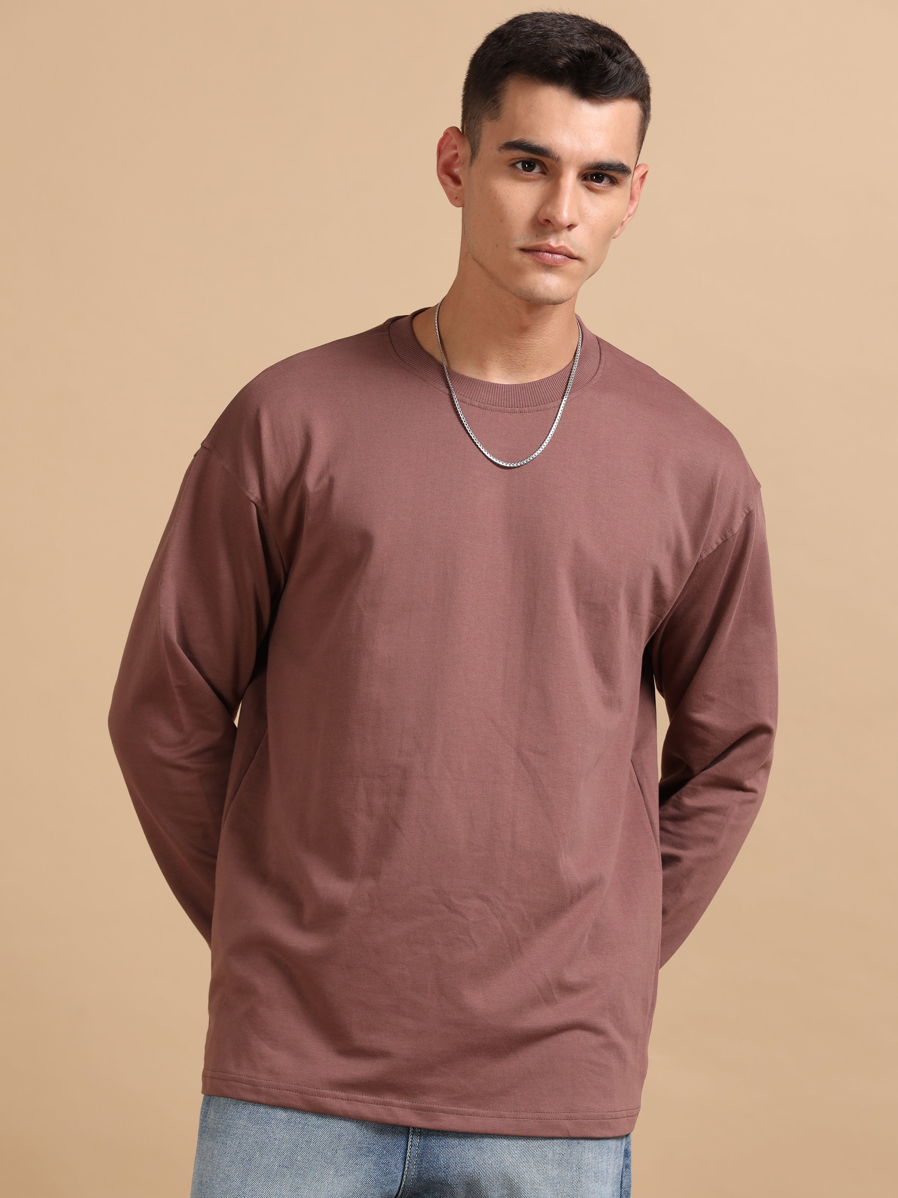 Oversize Fullsleeve Tshirt 240 gsm ( Liver )