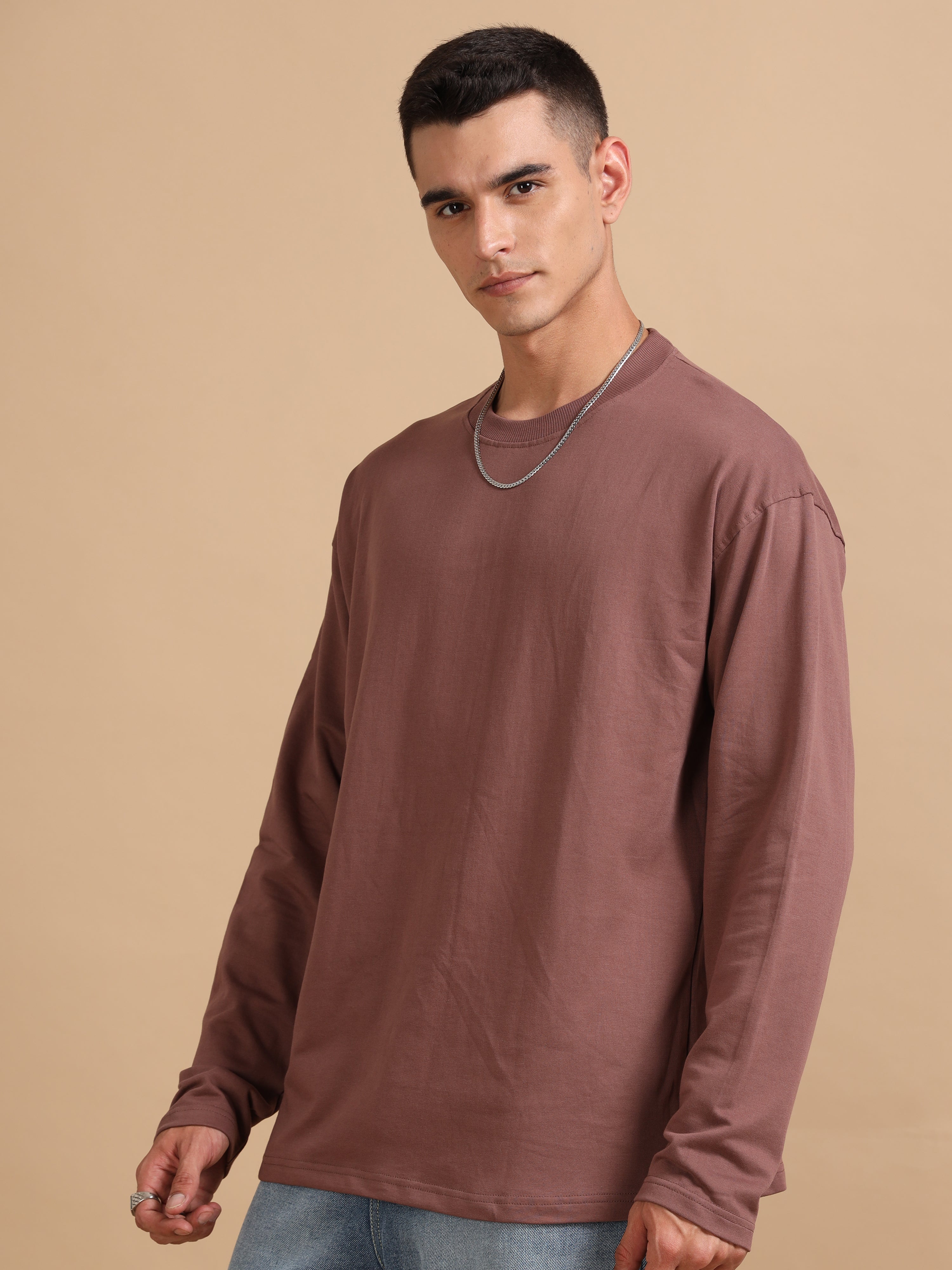 Oversize Fullsleeve Tshirt 240 gsm ( Liver )