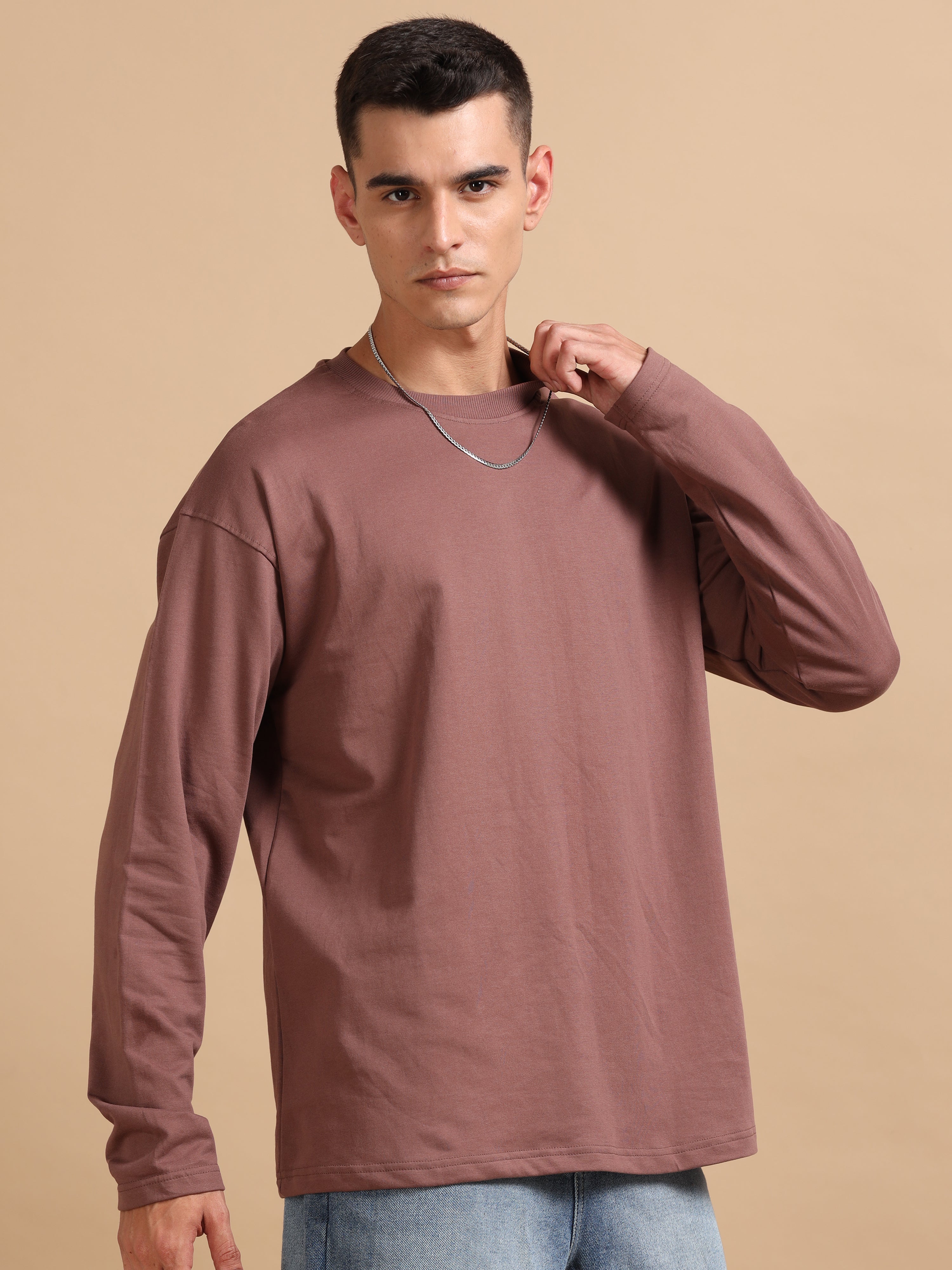 Oversize Fullsleeve Tshirt 240 gsm ( Liver )