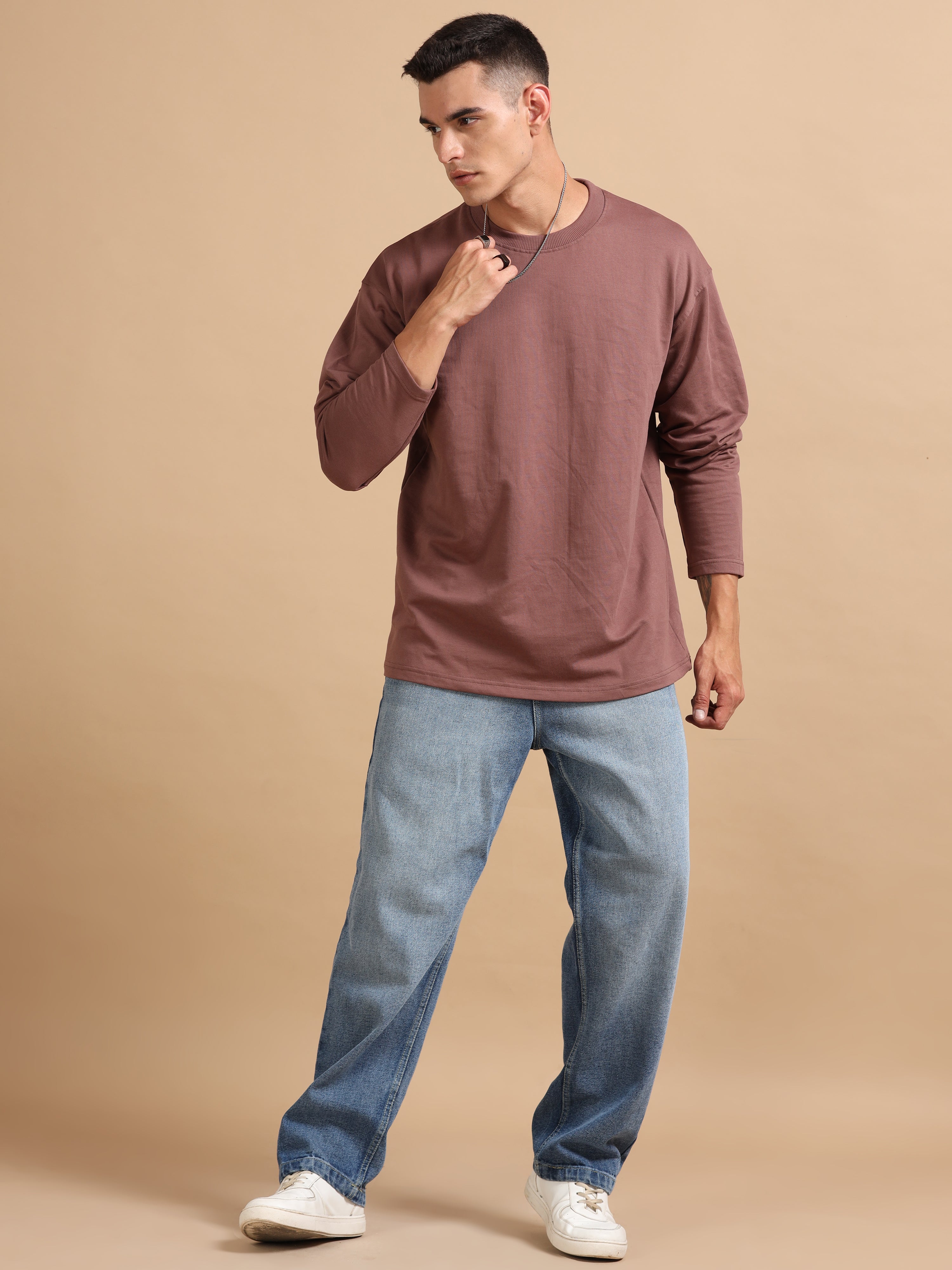 Oversize Fullsleeve Tshirt 240 gsm ( Liver )