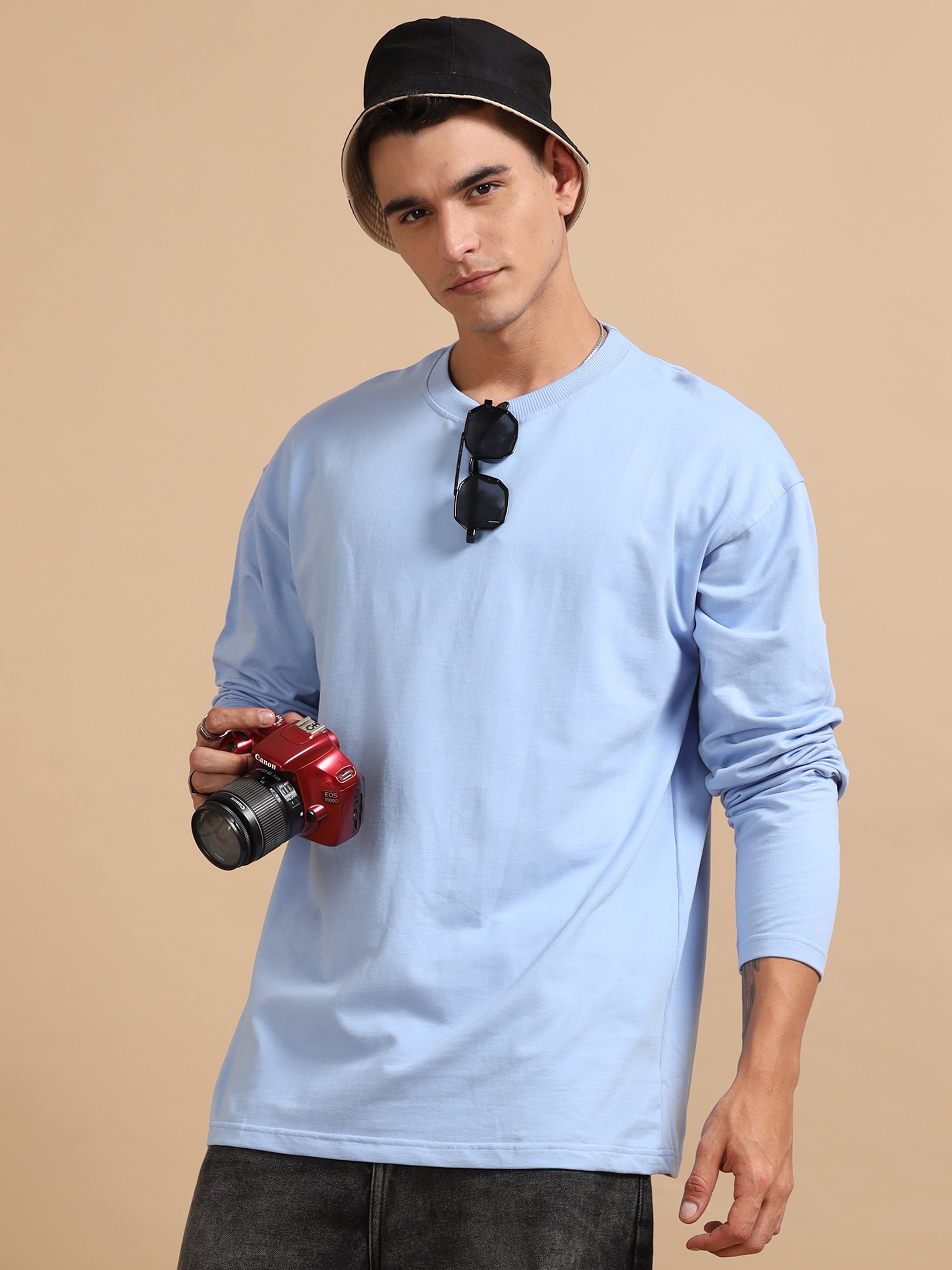 Oversize Fullsleeve Tshirt 240 gsm ( Air Blue  )