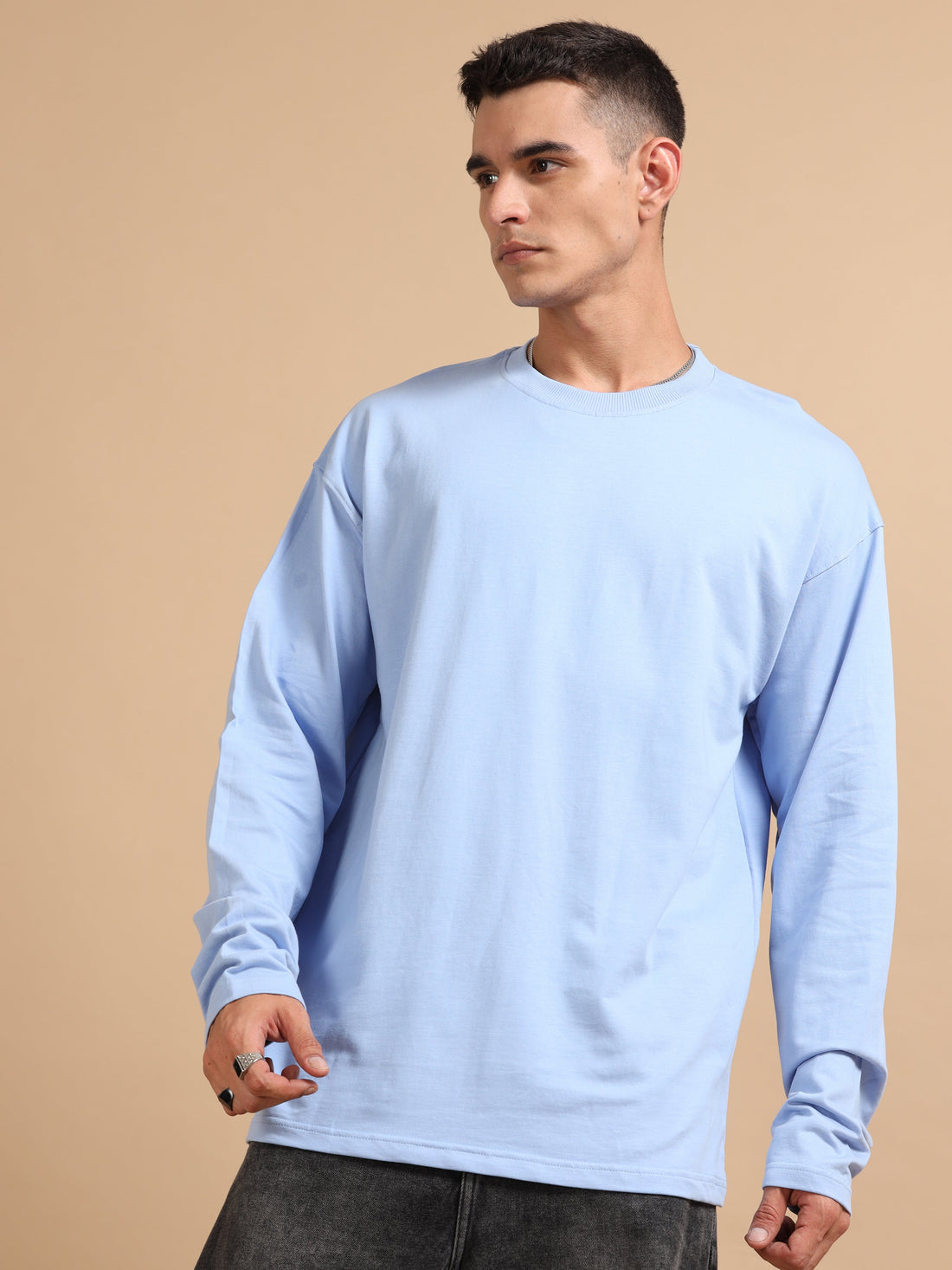 Oversize Fullsleeve Tshirt 240 gsm ( Air Blue  )