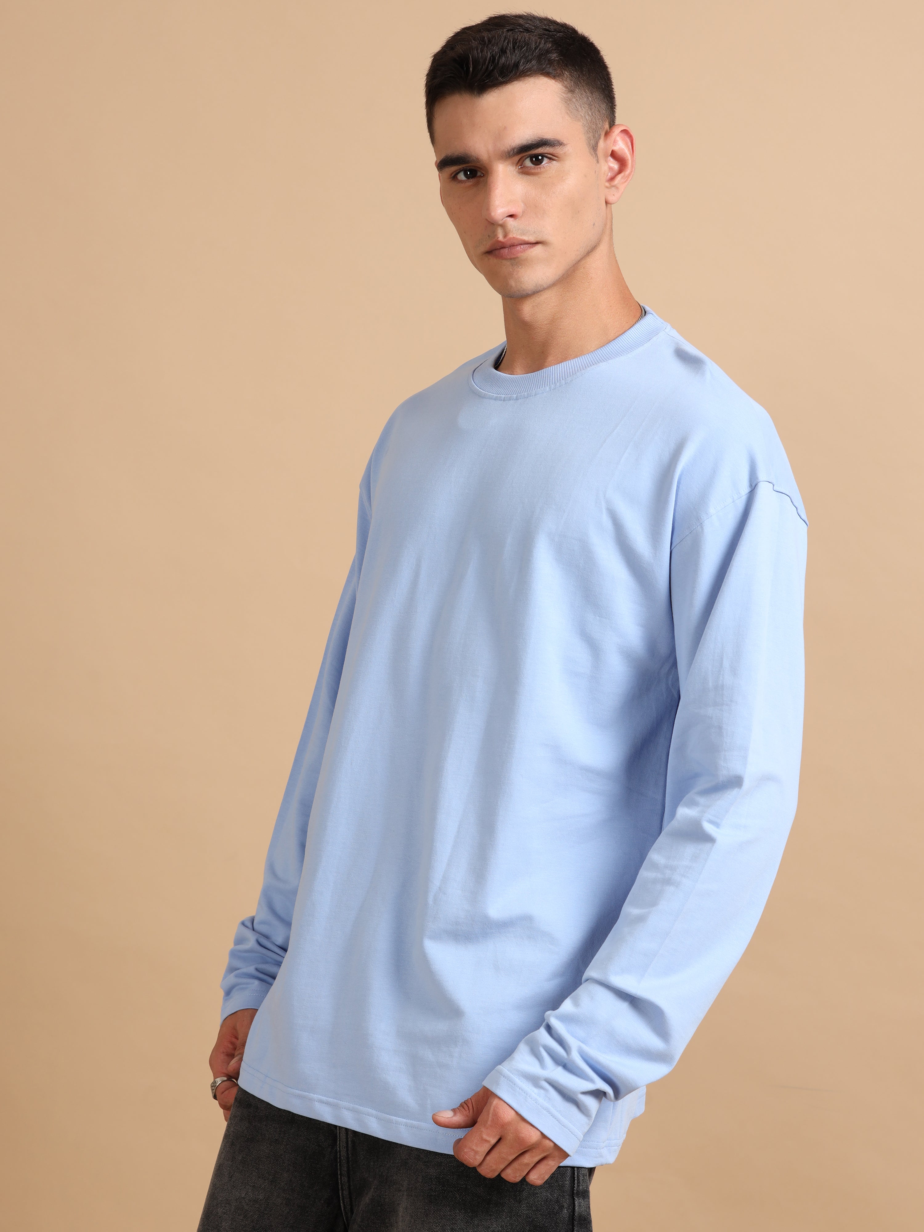 Oversize Fullsleeve Tshirt 240 gsm ( Air Blue  )