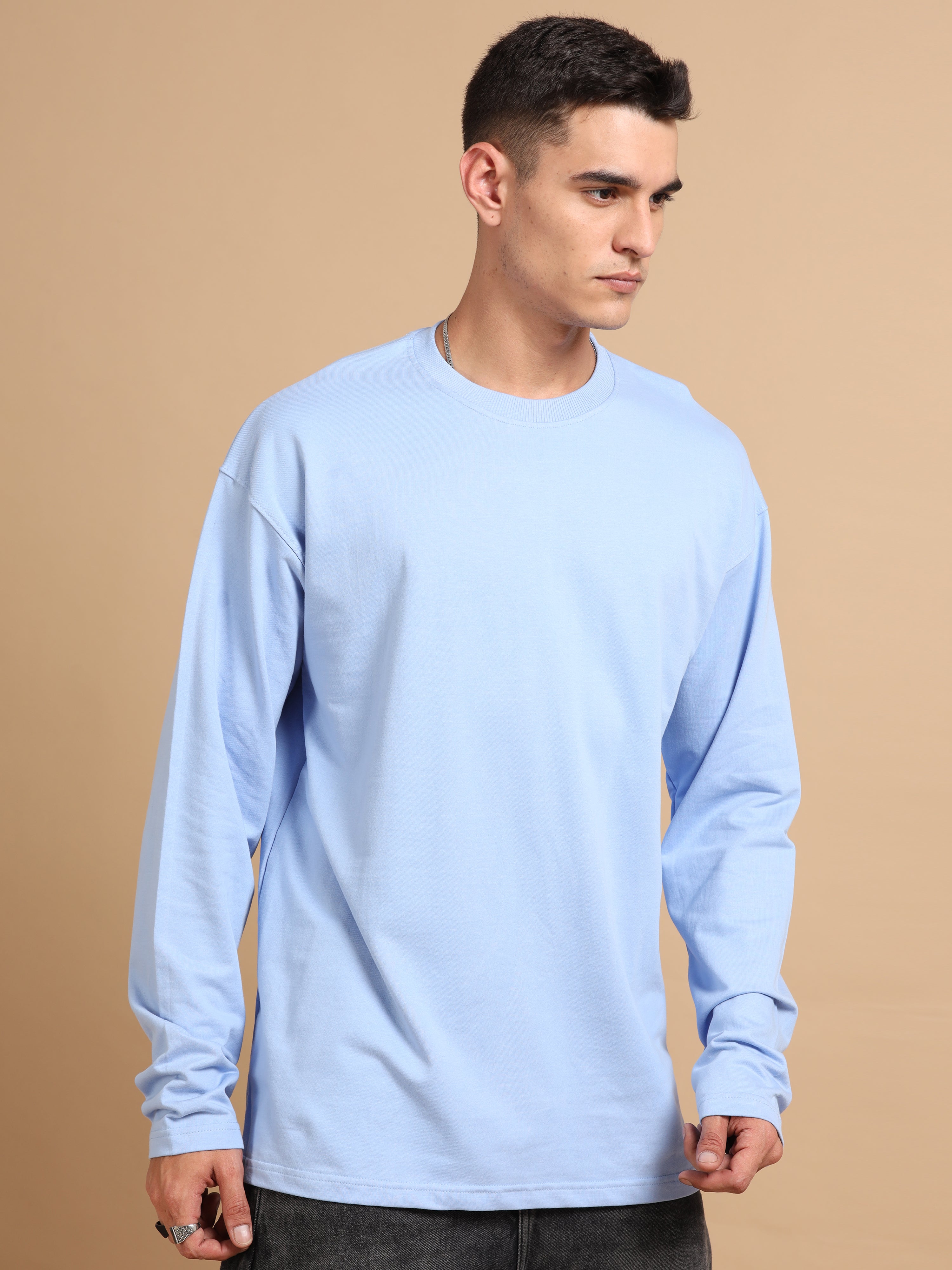 Oversize Fullsleeve Tshirt 240 gsm ( Air Blue  )
