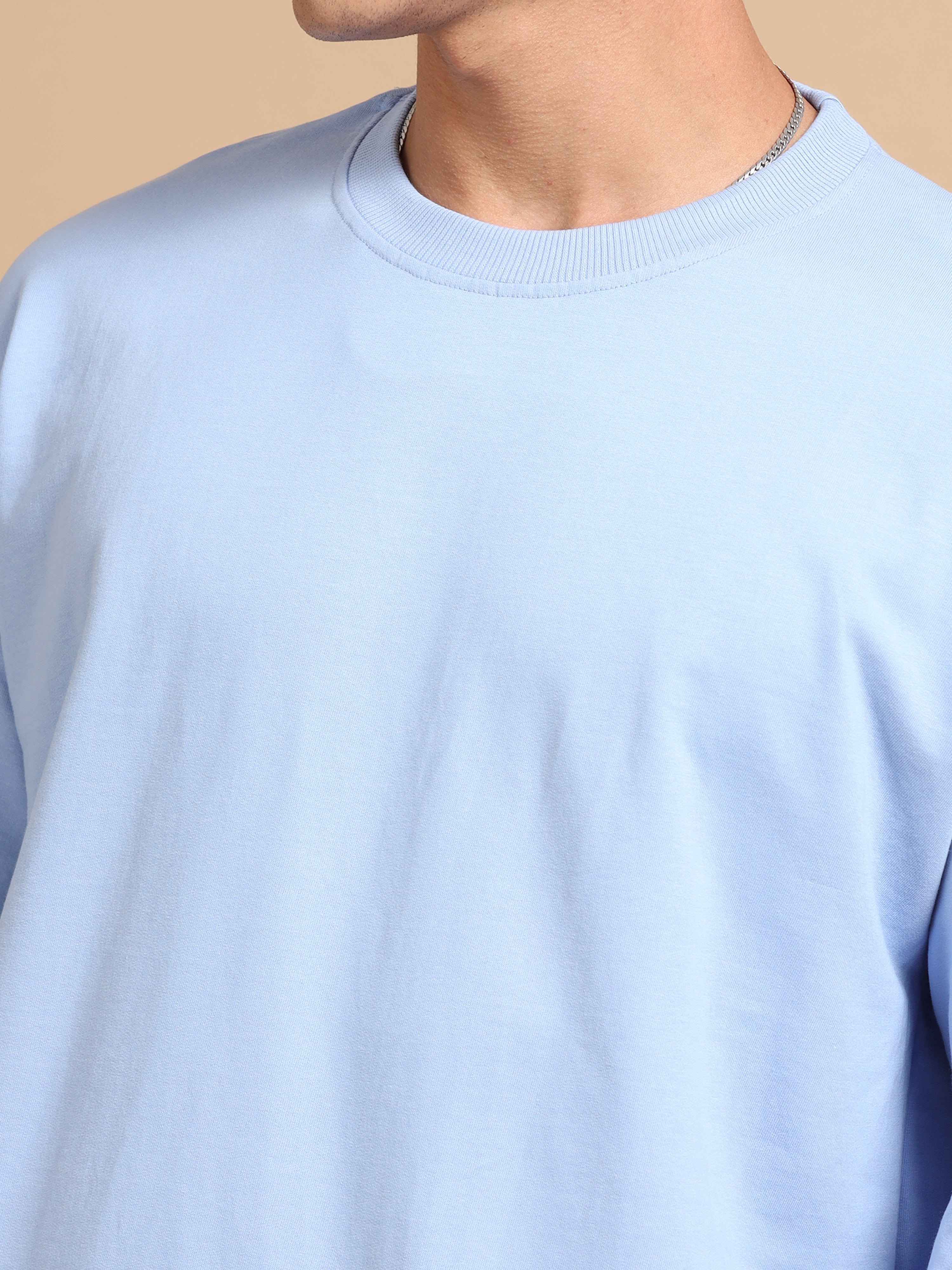 Oversize Fullsleeve Tshirt 240 gsm ( Air Blue  )