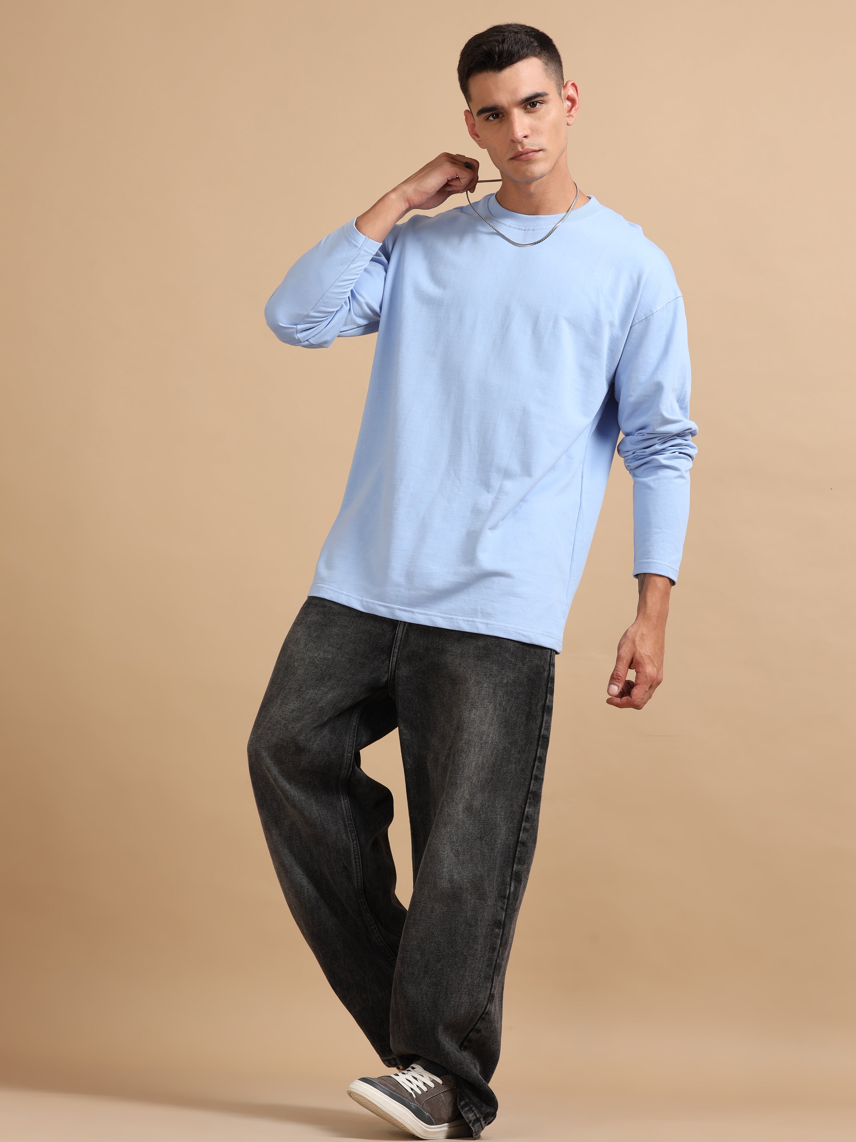 Oversize Fullsleeve Tshirt 240 gsm ( Air Blue  )