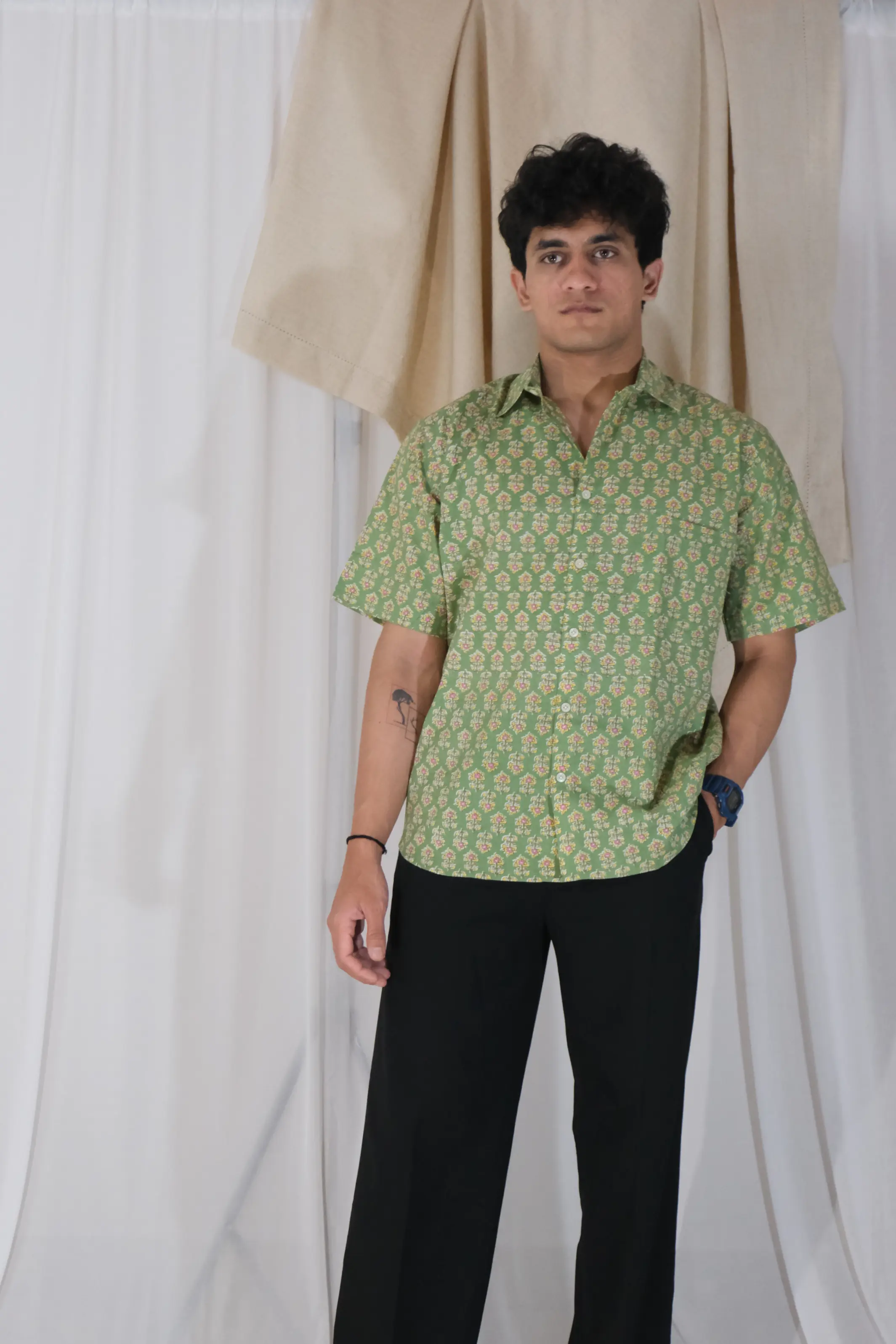 Parrot Green Floral Shirt