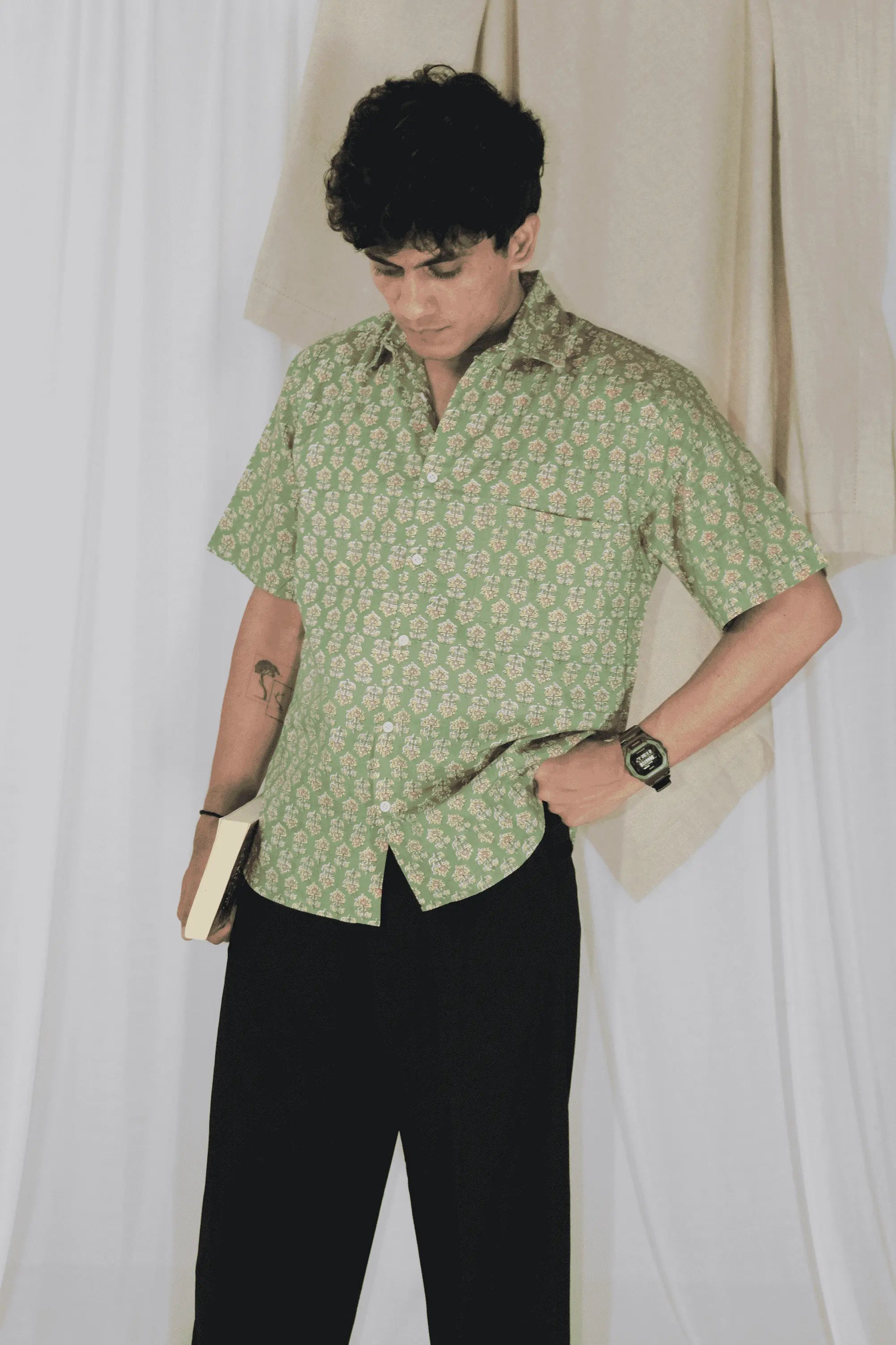 Parrot Green Floral Shirt