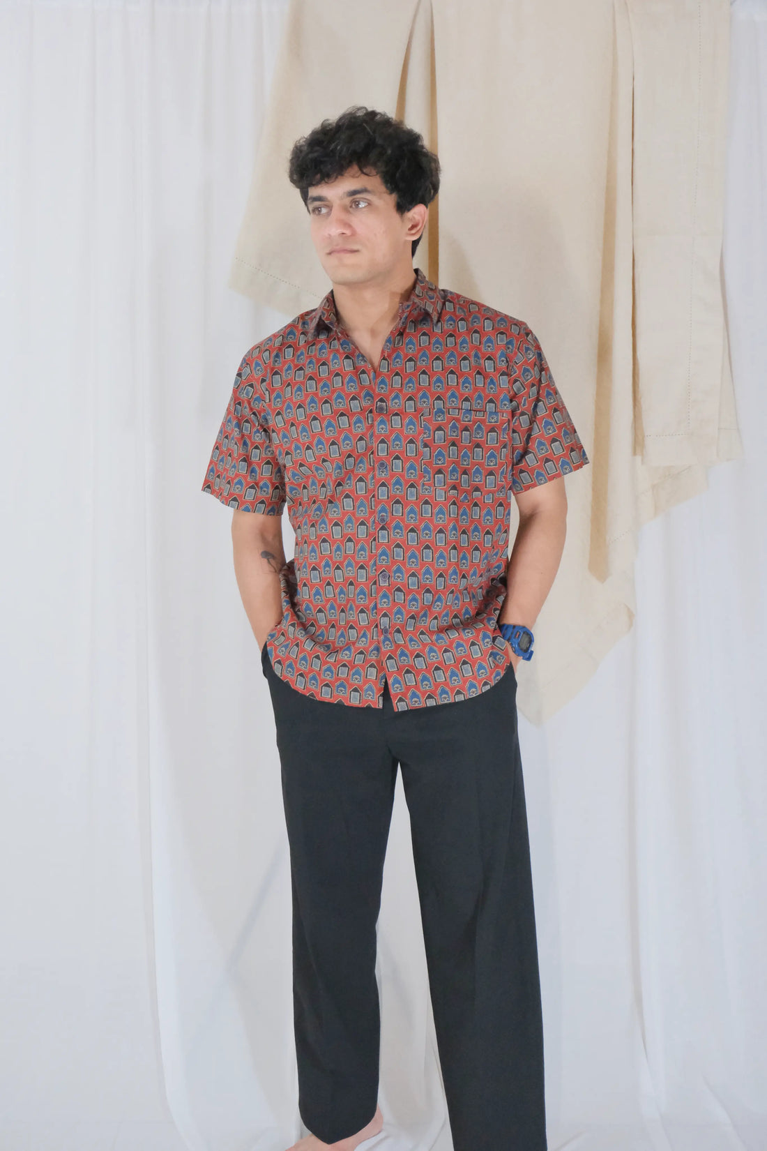 Rusty Red Ajrakh Shirt