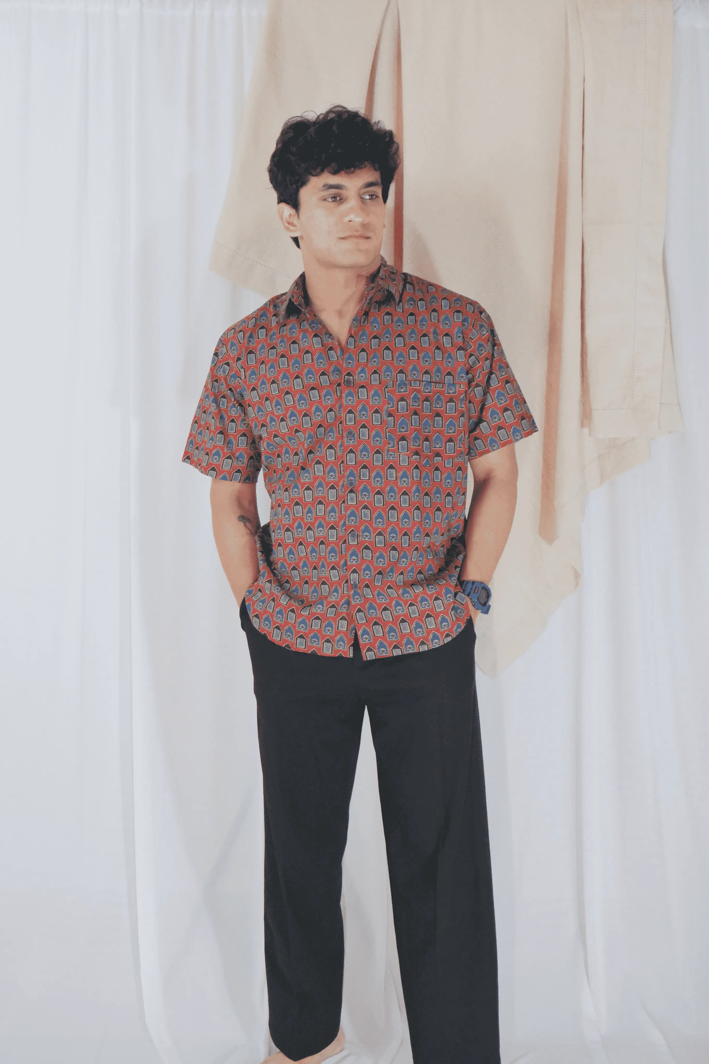 Rusty Red Ajrakh Shirt