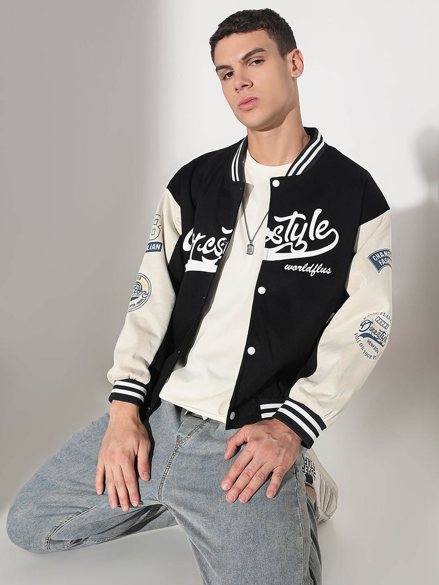 Men’s Black & Off-White Varsity Jacket