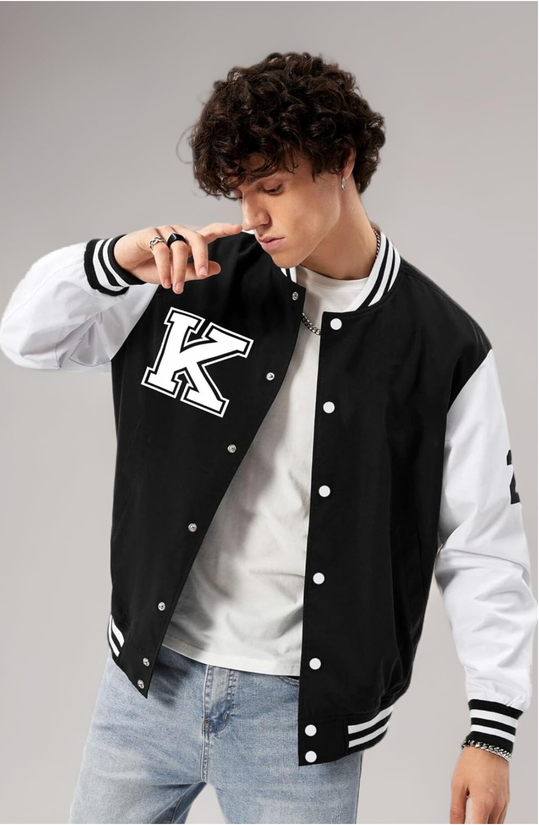 Men's Black & White Varsity Jacket