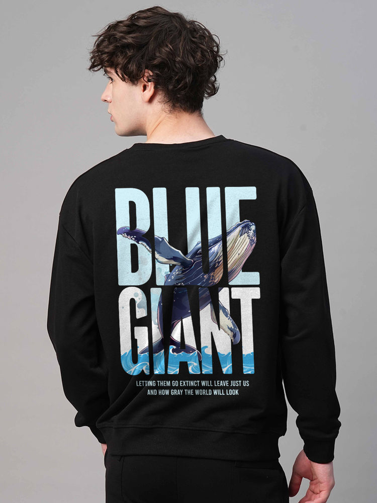 Blue Giant Black Drop Shoulder Premium Terry Sweatshirt