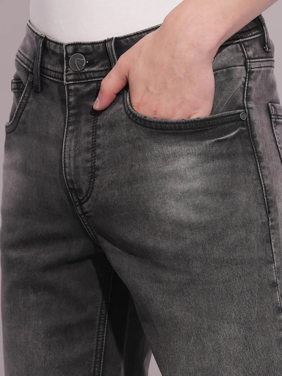 Black regular fit jeans for men